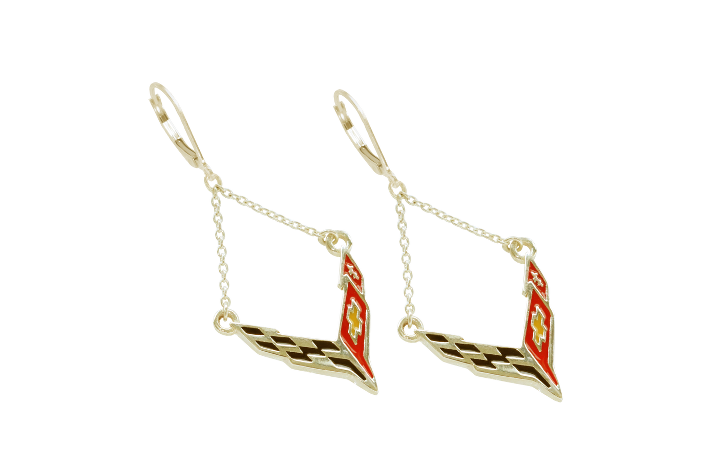 C8 Corvette Leverback Chain Earrings