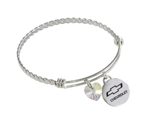 Chevy Bowtie Twisted Wire Charm Bracelet