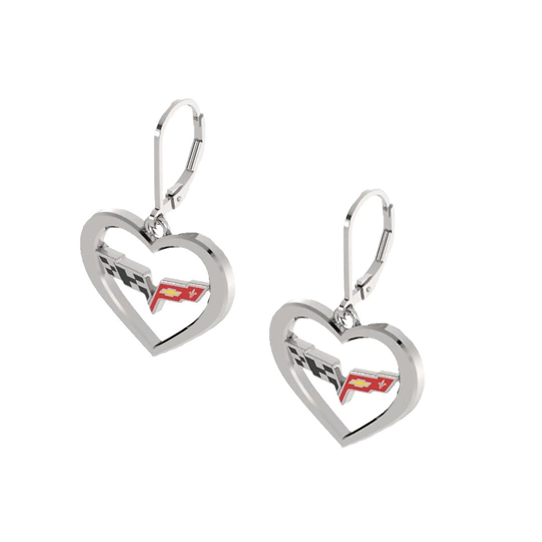 C6 Corvette Heart Earrings