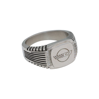 Corvette CZ Signet Ring