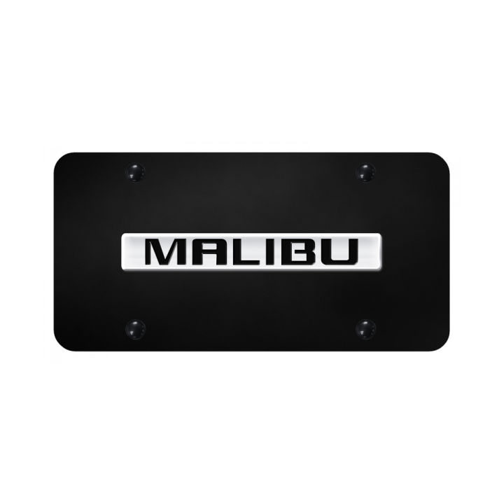 Malibu Name License Plate - Chrome on Black
