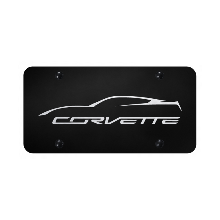 Corvette C7 Profile License Plate - Laser Etched Black