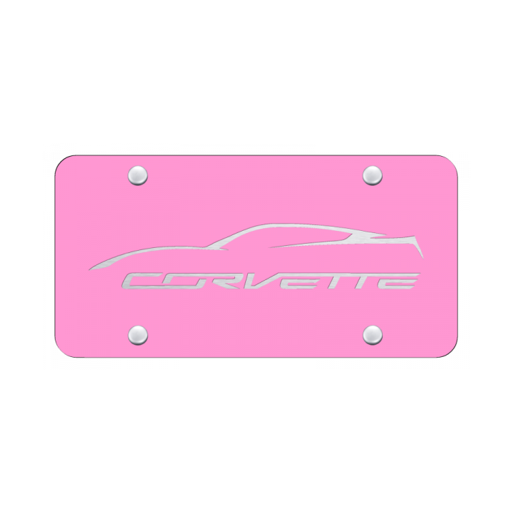 Corvette C7 Profile License Plate - Laser Etched Pink