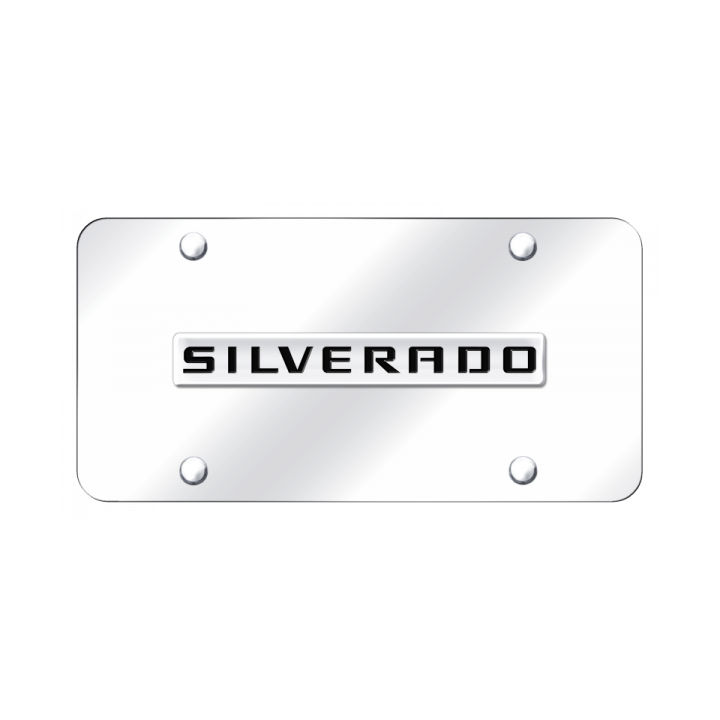 Silverado Name License Plate - Chrome on Mirrored