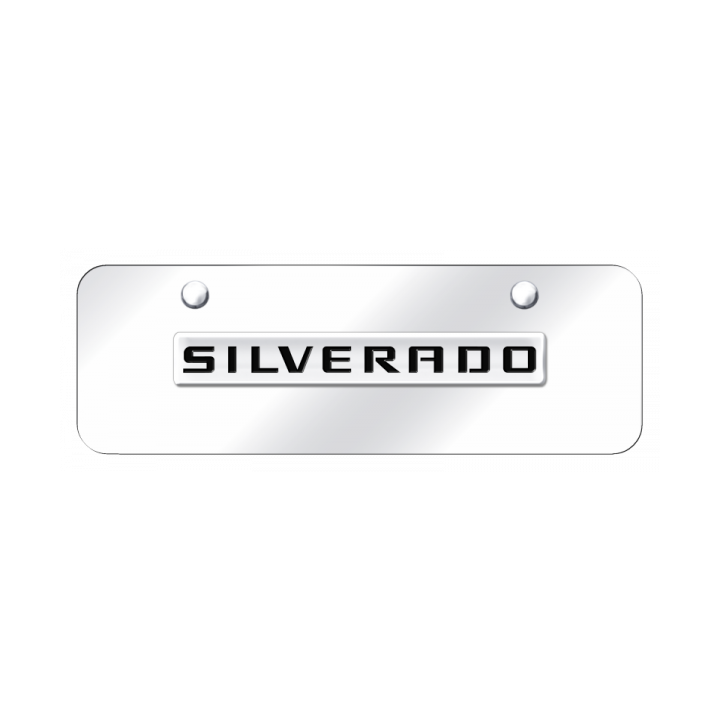Silverado Name Mini Plate - Chrome on Mirrored