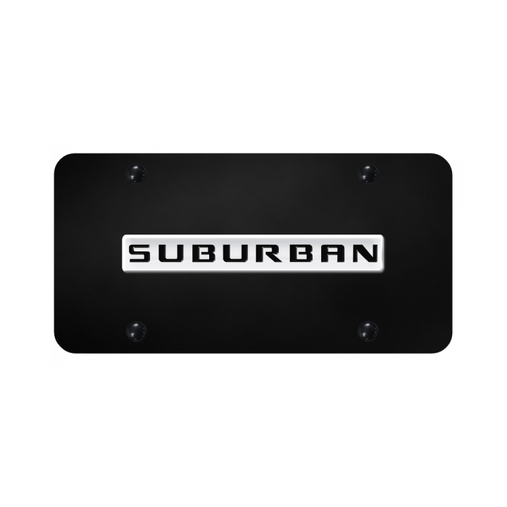 Suburban Name License Plate - Chrome on Black