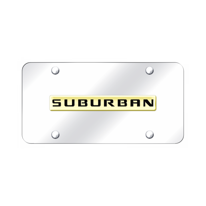Suburban Name License Plate - Gold on Mirrored