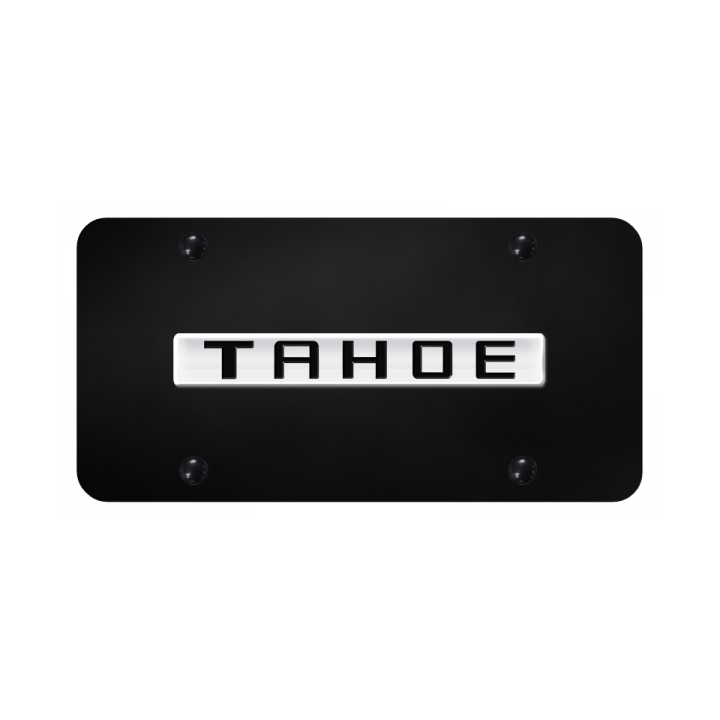 Tahoe Name License Plate - Chrome on Black