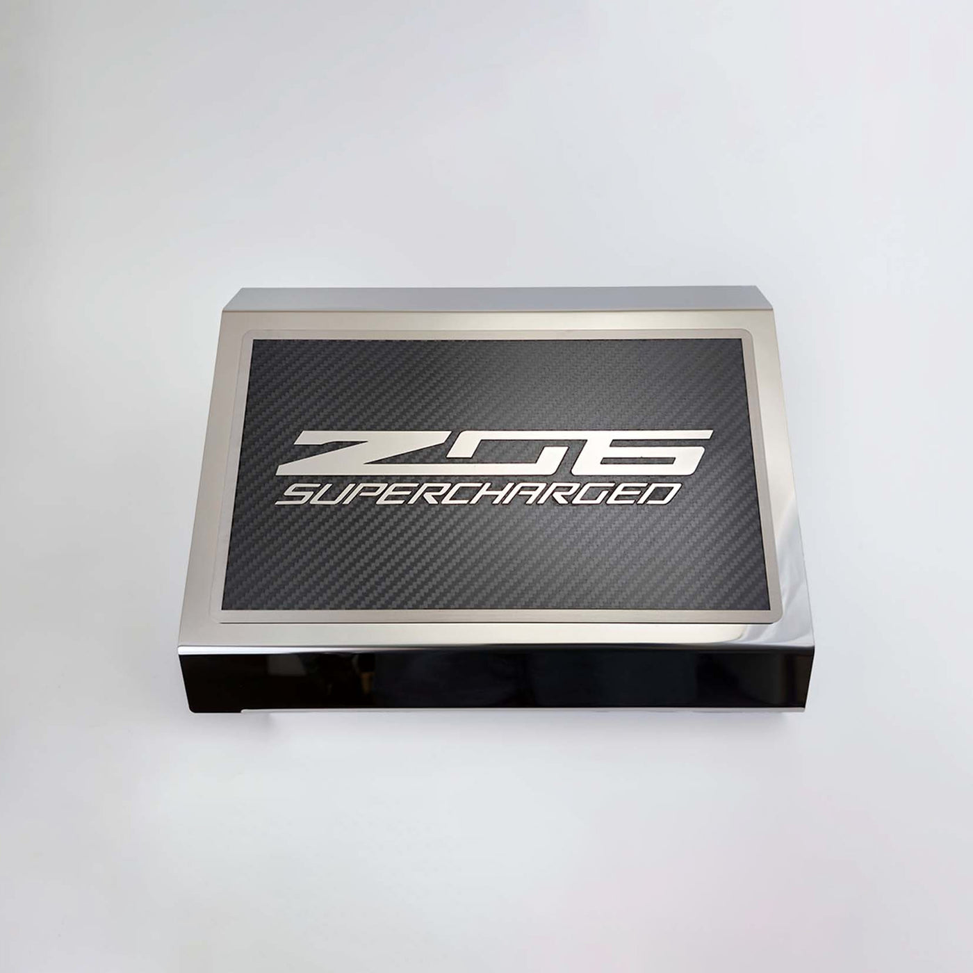 2014-2019 C7 Z06 Corvette Fuse Box Cover Polished Stainless Steel w/Real Carbon Fiber Z06 Top Plate