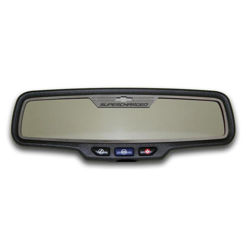2012-2013 Camaro - Rear View Mirror Trim "SUPERCHARGED" Style for Rectangle mirror - Brushed Stainless