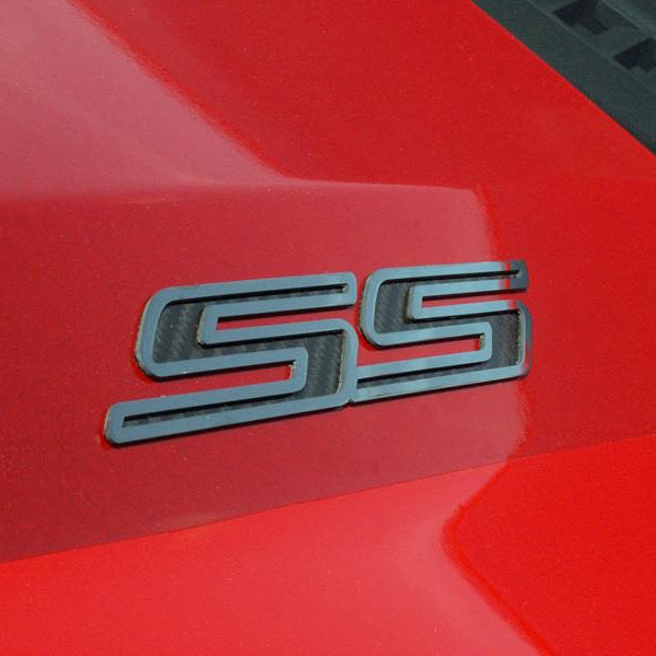 Camaro SS - 'SS' Emblems 2Pc - Polished Stainless Steel and Faux Carbon Fiber