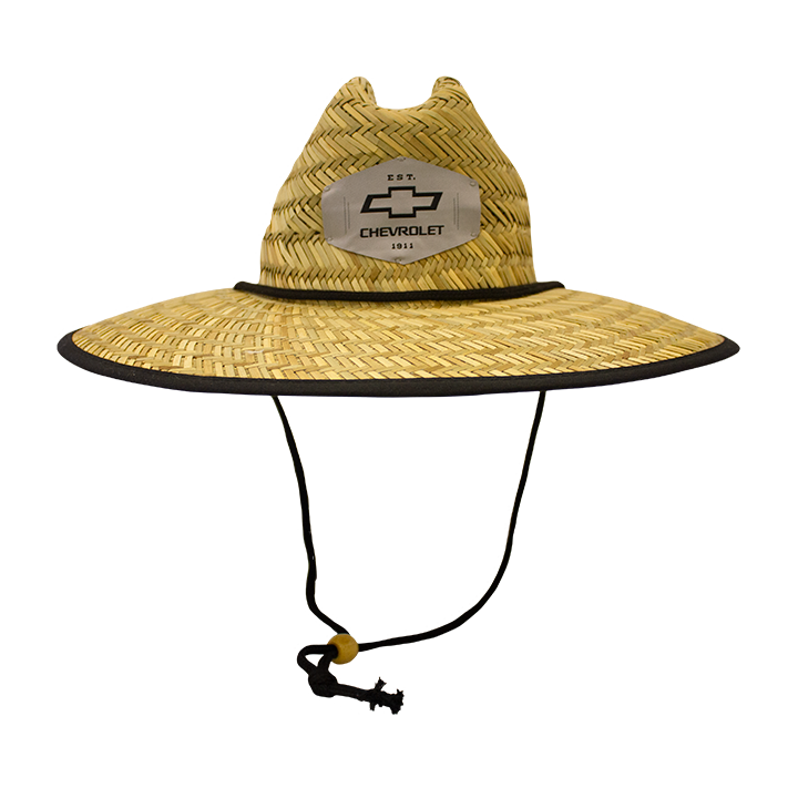 Straw Shade Hat with Chevy Bowtie Patch