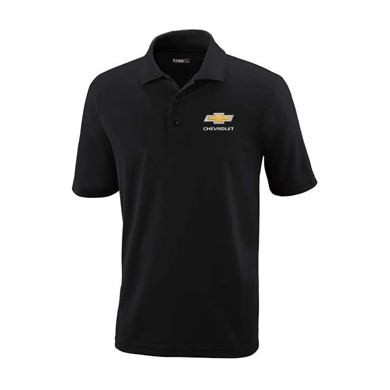 Chevrolet Gold Bowtie Black Performance Pique Polo