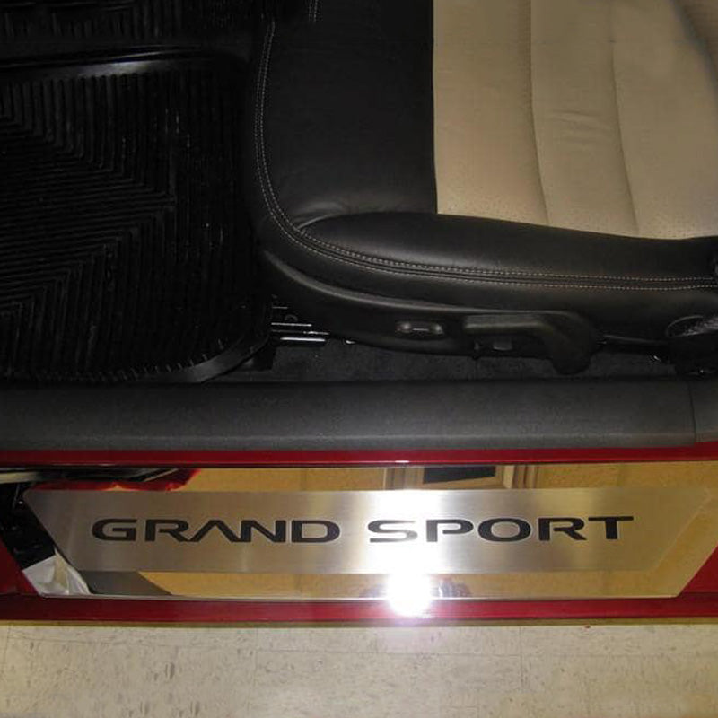 2010-2013 Corvette GS - Outer Door Sills w/Grand Sport Inlay 2Pc - Polished Stainless, Choose Color