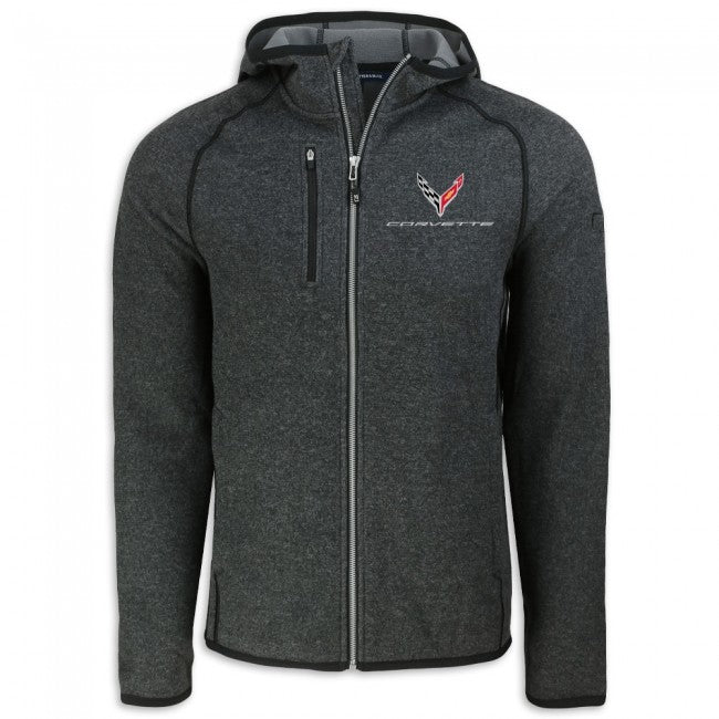 Corvette C8 Charcoal Cutter & Buck Hooded Fleece