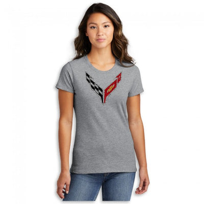 Corvette C8 Women's Crossed Flags T-Shirt