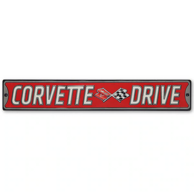 Chevrolet Corvette Drive Embossed Metal Street Sign