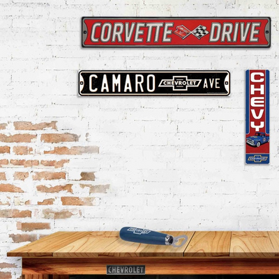 Chevrolet Corvette Drive Embossed Metal Street Sign