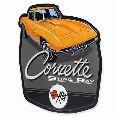 Chevrolet Corvette Yellow Sting Ray Metal Sign